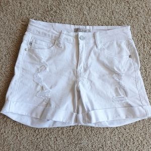 Judy Blue Hannah White Distressed Jean Shorts Mid Rise Size 2